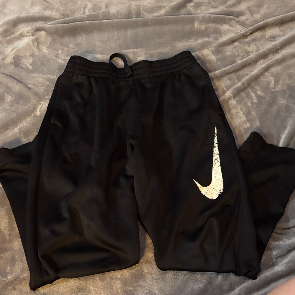 Nike Kids Black Sweatpants with White Logo